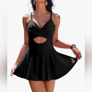 Aimage Black Cutout Swim Dress NWT